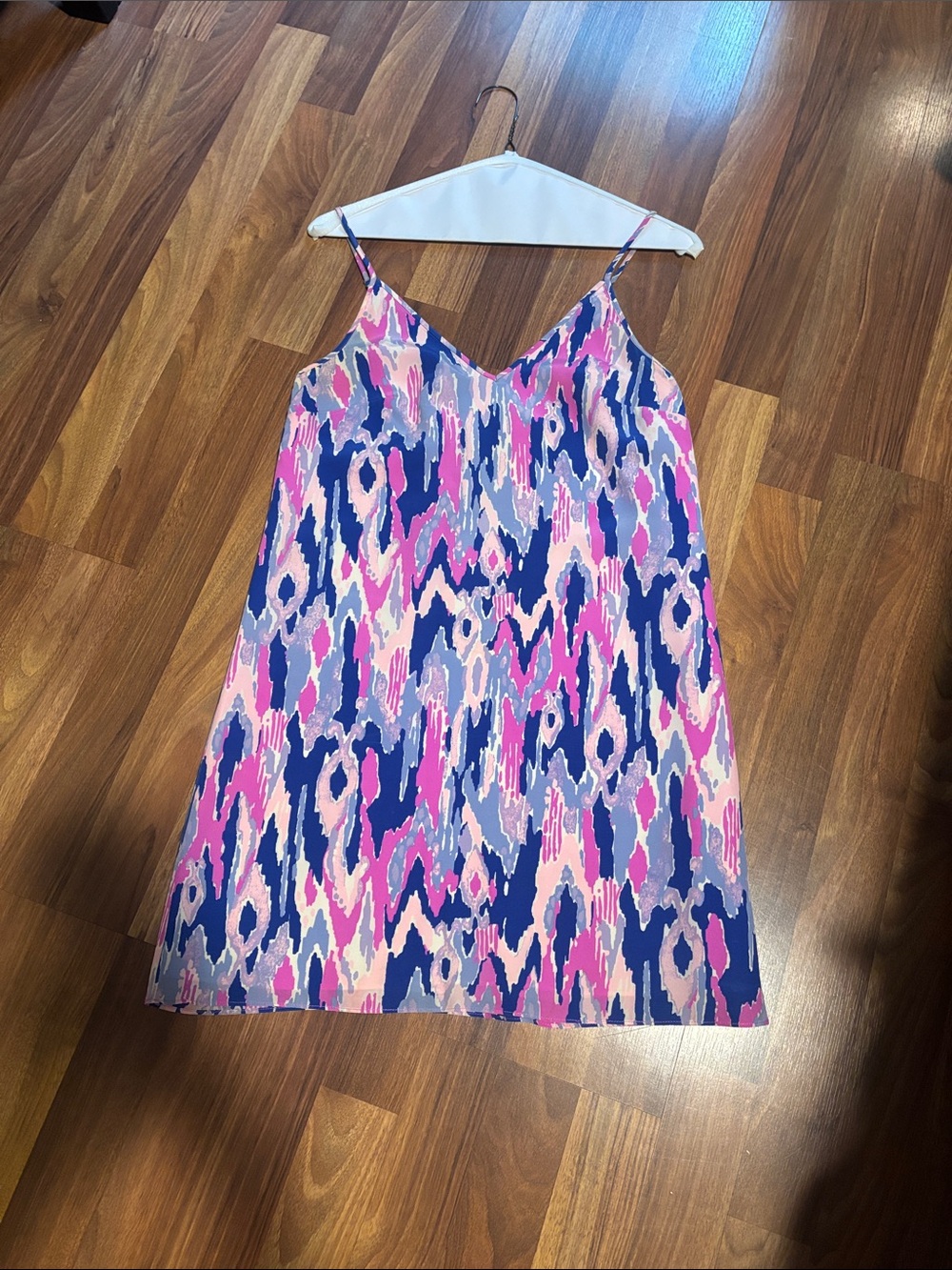 Lilly Pulitzer Spaghetti-Strap Mini Dress in Pink, Blue & Purple Abstract Print
